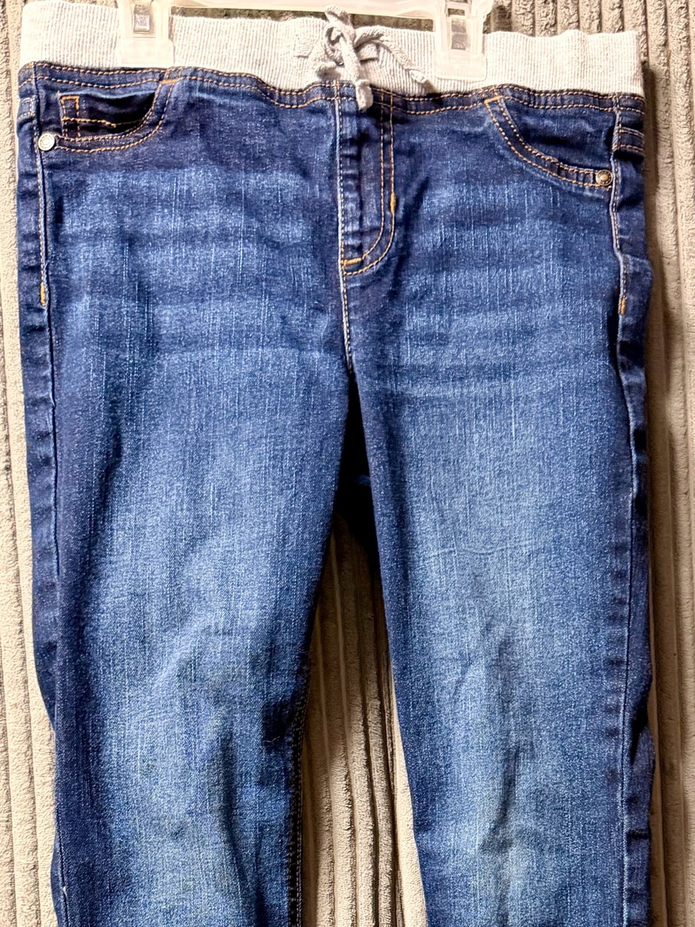 wonder nation Women's Blue Jeggings with Grey Knit Waistband